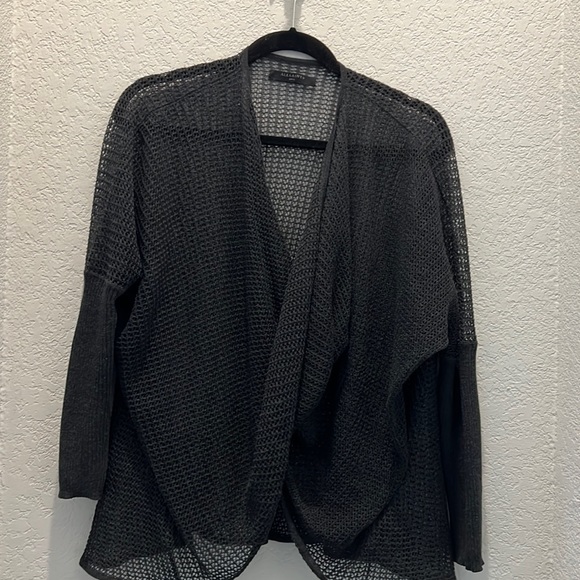 AllSaints Cotton Itat Levita Shrug in charcoal grey - Picture 3 of 5
